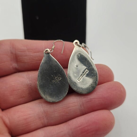 Sterling Silver Abalone Shell Large Earrings A3844 - Picture 4 of 6